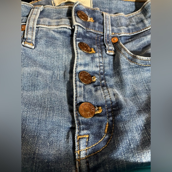 Madewell 11” High Rise Skinny Jeans Button Front Stretch Blue 24 Petite - Picture 4 of 7